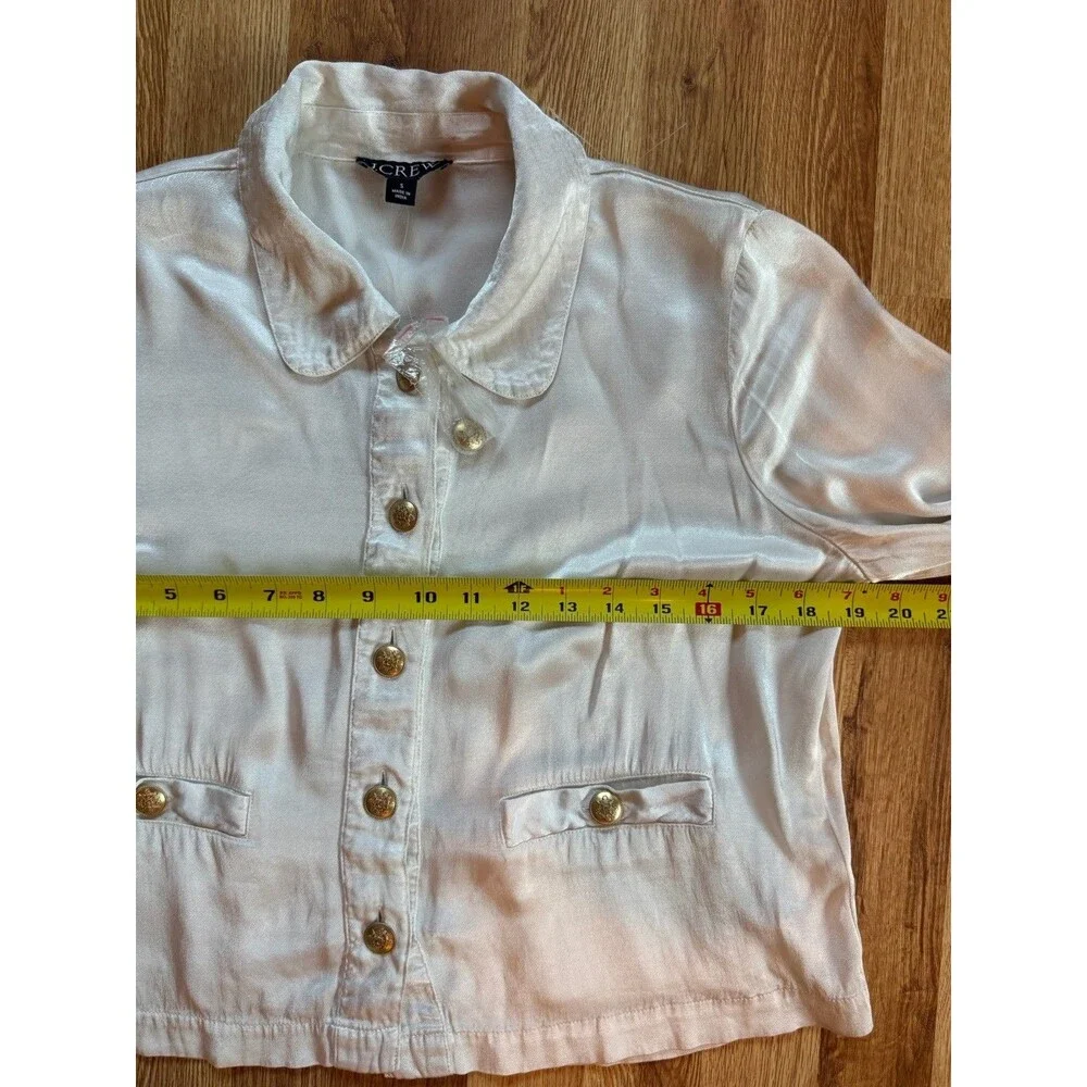 J.Crew Women’s Ivory 100% Viscose Button Front Blouse Long Sleeve Sz S Elegant